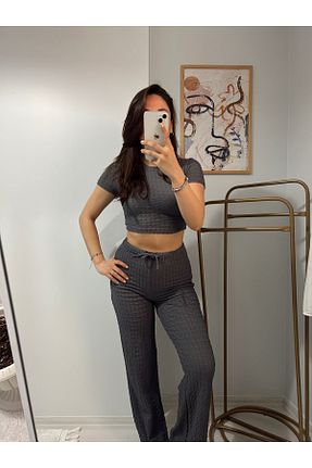 ست بالاتنه و پائین تنه طوسی زنانه بافتنی RaVe Collection - کد 927639378