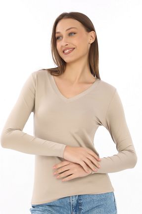 تیشرت بژ زنانه رگولار penyebizden - کد 872514095