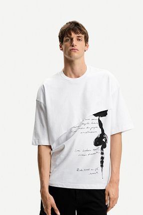 تیشرت سفید مردانه Relaxed Bershka - کد 927636588