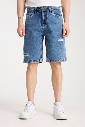 شلوارک و برمودا آبی مردانه فاق بلند muzzo jeans - کد 927627500