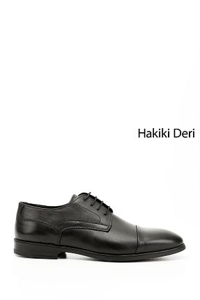 کفش کلاسیک مشکی مردانه چرم خالص GÖNDERİ(R) - کد 927650121