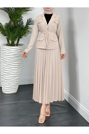 ست بالاتنه و پائین تنه بژ زنانه بافتنی MACMODA - کد 927644504