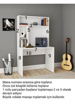 میز تحریر سفید 151 سانتی متر Gülpınar - کد 358659314