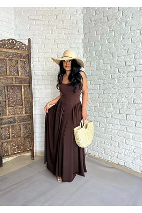 لباس قهوه ای زنانه Bele Oturan moneta boutique - کد 927669556