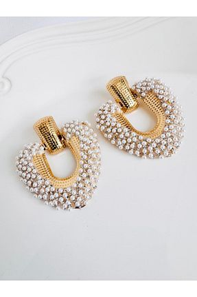 گوشواره جواهر سفید زیرکن DEVİ fashion - کد 927667933