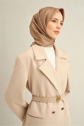 روسری قهوه ای کرپ ساتن ابریشم Armine - کد 927681665