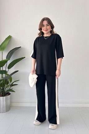 ست بالاتنه و پائین تنه مشکی زنانه بافتنی MaziButik - کد 927768887