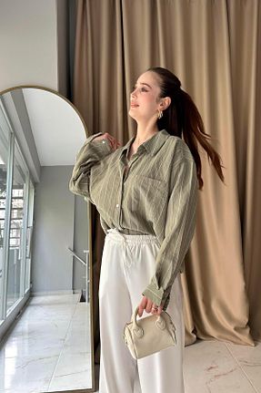 پیراهن خاکی زنانه رگولار lizge giyim - کد 927709479