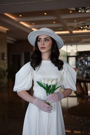 لباس مجلسی و فارغ التحصیلی سفید زنانه پلی ویسکون BEYZATURAN - کد 927710340