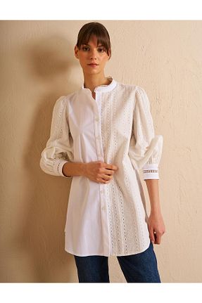تونیک حجاب سفید زنانه پنبه ای Kayra - کد 927715704