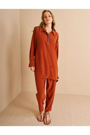 ست بالاتنه و پائین تنه حجاب نارنجی زنانه رگولار Kayra - کد 927715765