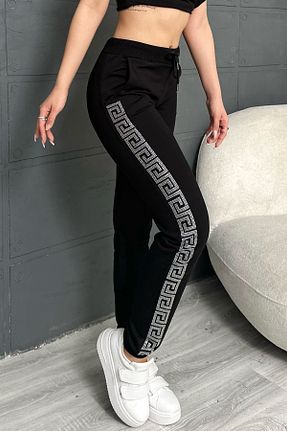 شلوار گرمکن سایز بزرگ مشکی زنانه سایز بزرگ RICH GLAM - کد 927582404
