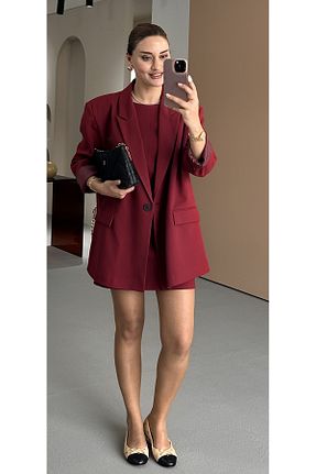کت زرشکی زنانه رگولار Sezgi Tekin - کد 927778679
