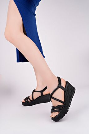 صندل مشکی زنانه پاشنه پر BAHRİNA - کد 822157886