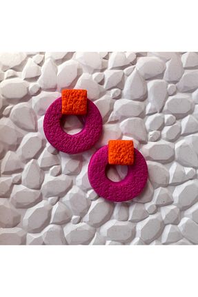 گوشواره جواهر نارنجی پلی استر ACCESSORY - کد 927803382