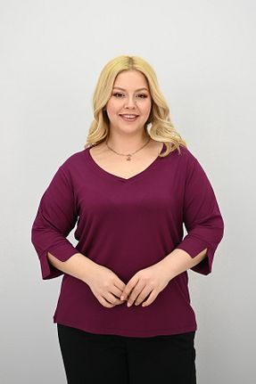 بلوز سایز بزرگ بنفش زنانه سایز بزرگ Koza Butik - کد 927802453