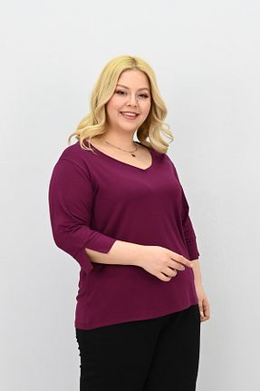 بلوز سایز بزرگ بنفش زنانه سایز بزرگ Koza Butik - کد 927802453