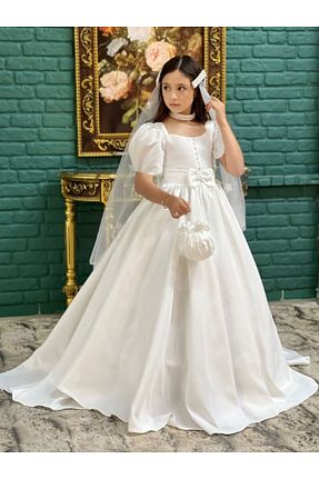 لباس مجلسی و فارغ التحصیلی سفید بچه گانه ساتن Kids - کد 927776439