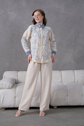 ست بالاتنه و پائین تنه بژ زنانه بافتنی Miss Allos - کد 922777031