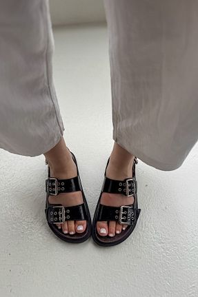 صندل مشکی زنانه پاشنه تخت SHOEBELLAS - کد 927810968