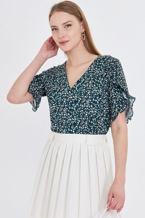 بلوز سبز زنانه گلدار armonika - کد 927807303