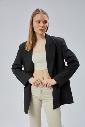 کت بلیزر مشکی زنانه مخلوط پلی استر Bolivente - کد 927808330