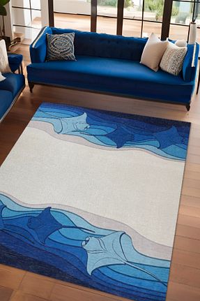 فرش آبی قابل شستشو The Reef Design - کد 901060962