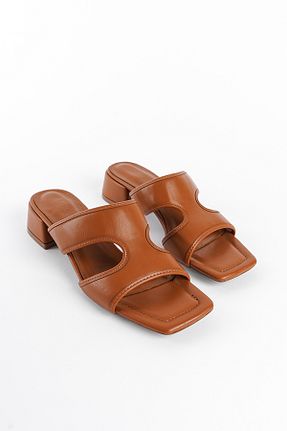 دمپائی قهوه ای زنانه چرم مصنوعی Capone Outfitters - کد 838423570