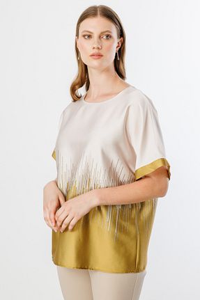 بلوز سایز بزرگ زرد زنانه Straight Ekol - کد 927821115
