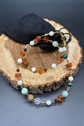 گردنبند استیل ( فولاد ) رنگی زنانه سنگ طبیعی Balzamin Design - کد 927823700