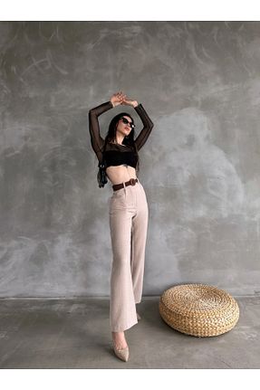شلوار بژ زنانه کتان MODA - کد 927823305
