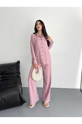 ست بالاتنه و پائین تنه صورتی زنانه بافتنی moda poni - کد 927843324