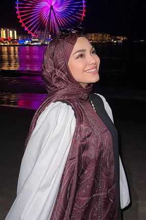 شال زرشکی زنانه پنبه ای Madame Polo - کد 927843354