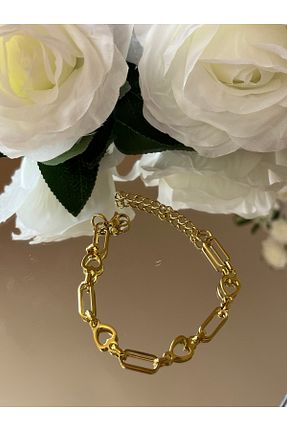 دستبند استیل (فولاد) زرد زنانه استیل (فولاد) RENGARENG - کد 897459733