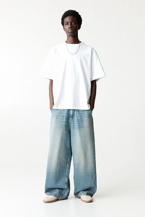 شلوار جین آبی مردانه پاچه پهن Pull & Bear - کد 927857996