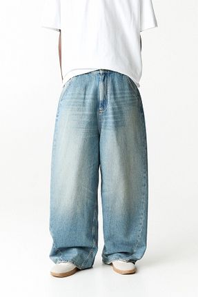 شلوار جین آبی مردانه پاچه پهن Pull & Bear - کد 927857996