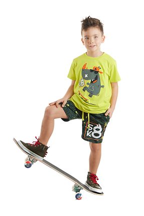 ست بالاتنه و پائین تنه خاکی بچه گانه بافت Denokids - کد 802023644