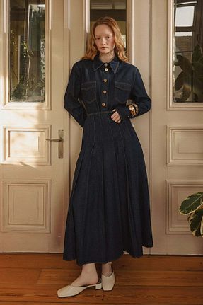 دامن سرمه ای زنانه جین SENA GÜVEN - کد 924368156