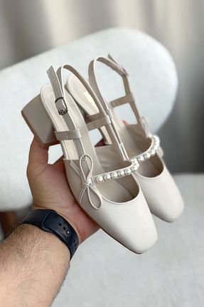 کفش پاشنه بلند کلاسیک بژ زنانه چرم مصنوعی GOFFSHOES - کد 927870425