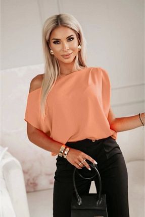 بلوز نارنجی زنانه ساده Genel Markalar - کد 931195643