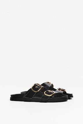 صندل مشکی زنانه پاشنه تخت Bershka - کد 927865896