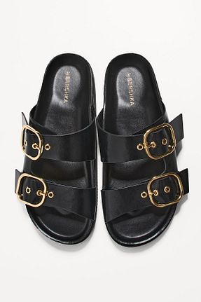 صندل مشکی زنانه پاشنه تخت Bershka - کد 927865896