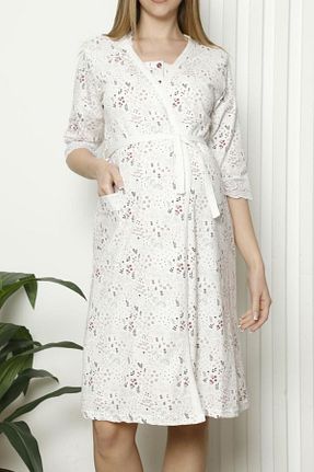 لباس شب بارداری سفید زنانه گلدار Nicoletta - کد 257096355