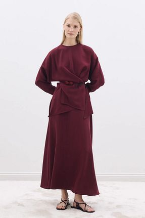 ست بالاتنه و پائین تنه زرشکی زنانه SENA GÜVEN - کد 922466034