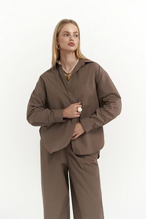 ست بالاتنه و پائین تنه قهوه ای زنانه کتان MAİ COLLECTİON - کد 927868470