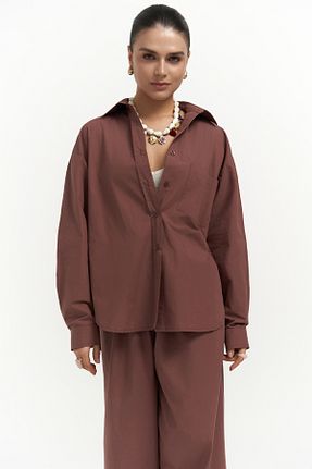 ست بالاتنه و پائین تنه زرشکی زنانه کتان MAİ COLLECTİON - کد 927868464