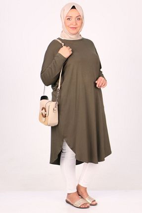 تونیک سایز بزرگ خاکی زنانه بافتنی Eslina - کد 741594618