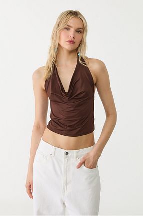 بلوز قهوه ای زنانه چاپی Stradivarius - کد 927888986