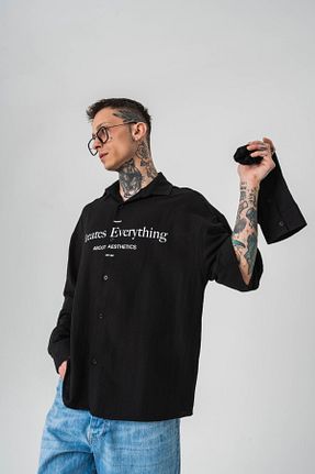 پیراهن مشکی مردانه اورسایز go gang own - کد 927891585