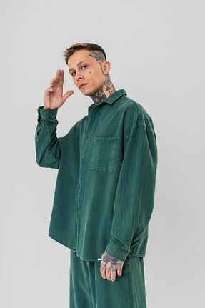 پیراهن سبز مردانه اورسایز go gang own - کد 927893630